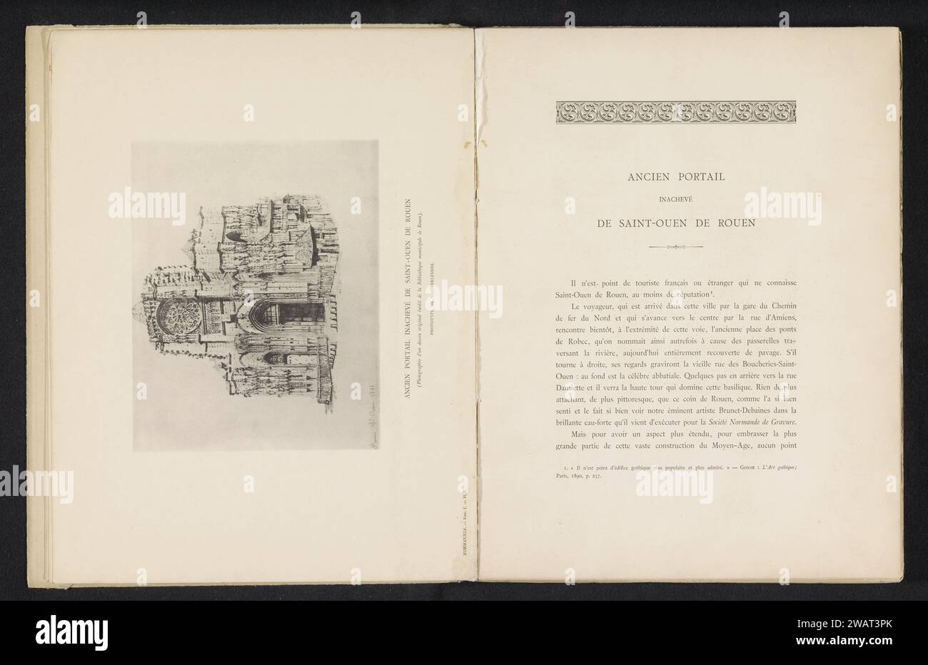 Fotoproduktion einer Zeichnung, die das Zugangsportal der Abteikirche Saint-Ouen in Rouen, N. Oberlender, nach Anonym, um 1885 - in oder vor 1895 photomechanische Druckpapierkollotypkirche (außen) darstellt. Teile der Kirche außen und Nebengebäude: Portal Abbey Church of Saint-Ouen Stockfoto