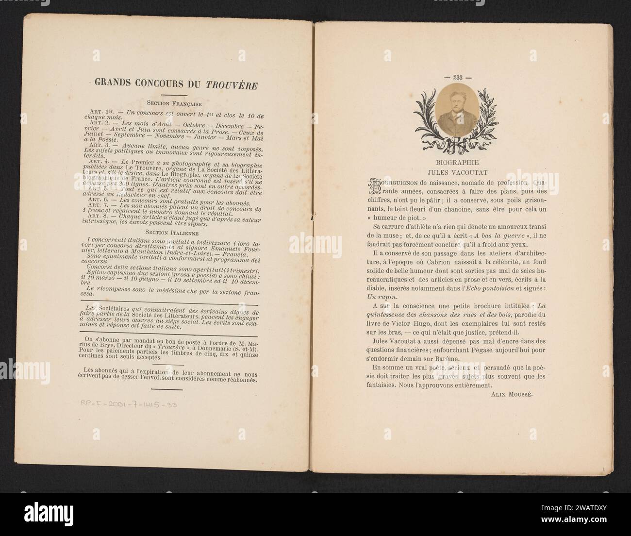 Le Trouvère Nr. 34, 1887 Buchpapier. Fotounterstützung für Druck/Albumendruck Stockfoto