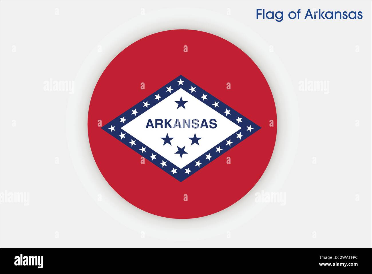 Detaillierte Flagge von Arkansas. Bundesflagge von Arkansas, Nationalflagge von Arkansas. Flagge des Bundesstaates Arkansas. USA. Amerika. Stock Vektor