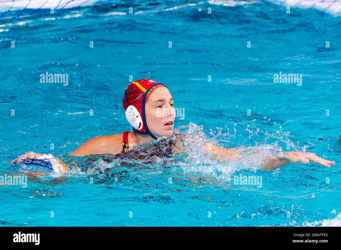 Eindhoven, Niederlande. Januar 2024. EINDHOVEN, NIEDERLANDE - 6. JANUAR: Laura Ester Ramos von Spanien während des Wasserpolo-Europameisterschaftsspiels der Frauen 2024 zwischen Spanien und Israel im Pieter van den Hoogenband Zwemstadion am 6. Januar 2024 in Eindhoven, Niederlande. (Foto: Joris Verwijst/BSR Agency) Credit: BSR Agency/Alamy Live News Stockfoto