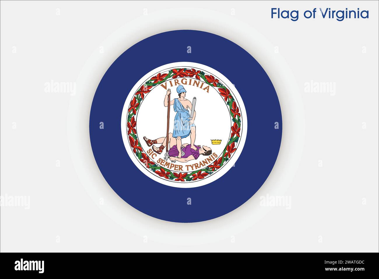 Detaillierte Flagge von Virginia. Virginia-Staatsflagge, nationale Virginia-Flagge. Flagge des Bundesstaates Virginia. USA. Amerika. Stock Vektor Detaillierte Flagge von Virginia. Virginia-Staatsflagge, nationale Virginia-Flagge. Flagge des Bundesstaates Virginia. USA. Amerika. Stock Vektor