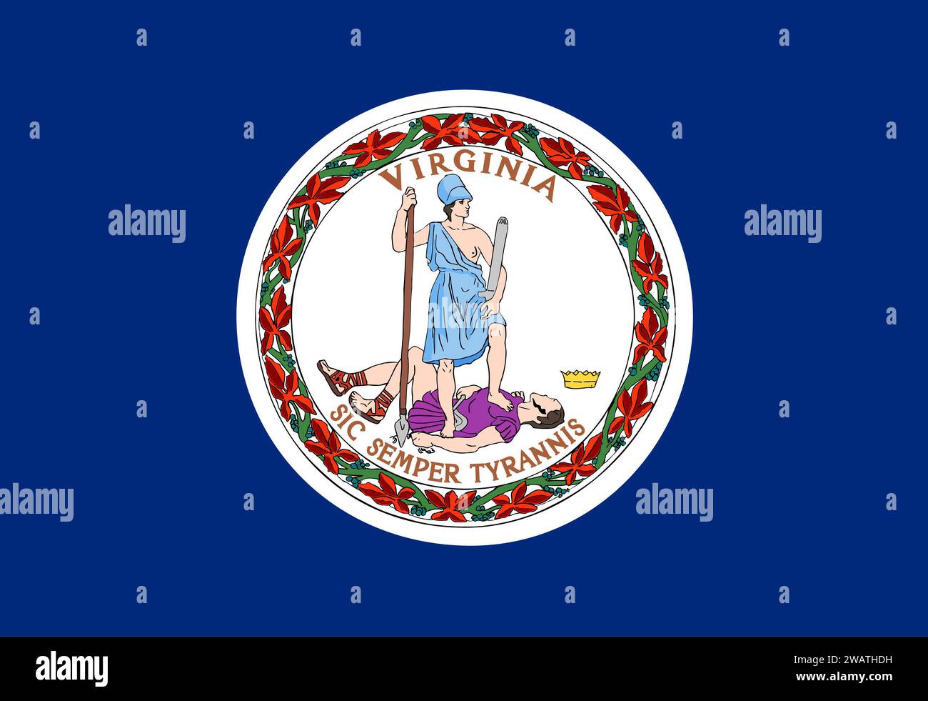 Detaillierte Flagge von Virginia. Virginia-Staatsflagge, nationale Virginia-Flagge. Flagge des Bundesstaates Virginia. USA. Amerika. Stockfoto Detaillierte Flagge von Virginia. Virginia-Staatsflagge, nationale Virginia-Flagge. Flagge des Bundesstaates Virginia. USA. Amerika. Stockfoto