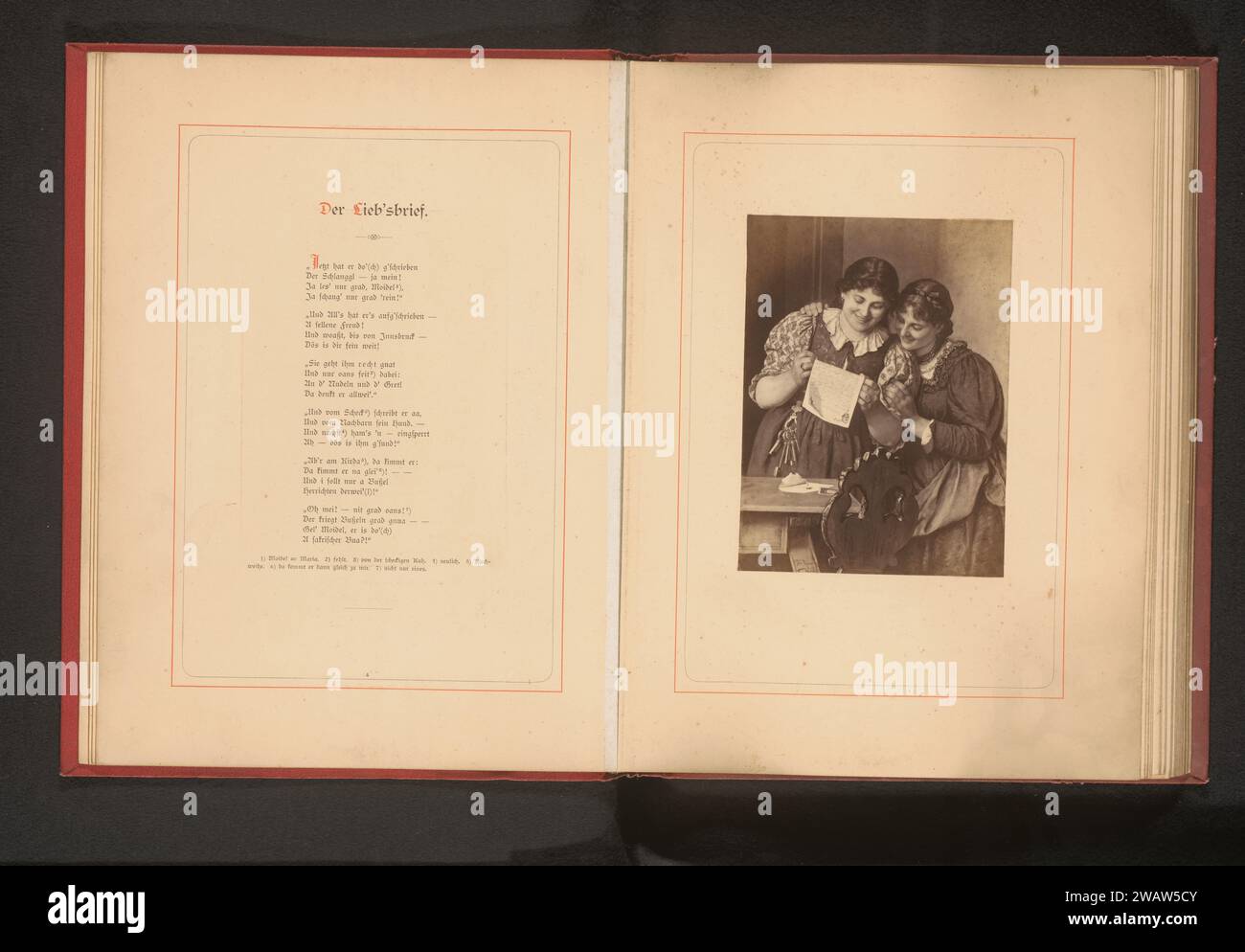 Fotoproduktion eines Gemäldes, das zwei Frauen repräsentiert, las einen Brief, Franz Hanfstaengl, nach Franz von Defregger, in oder nach 1880 - in oder vor 1885 Fotografie Deutschland fotografische Unterstützung Albumendruck Lesung. Erwachsene Frau. Letter, Umschlag Stockfoto