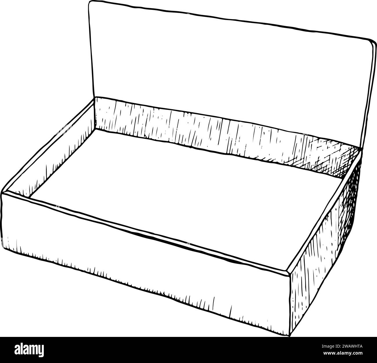 Vektor einfache Pappschachtel für Donuts und Gebäcklinie Illustration. Leere Vorlage für leere Felder Stock Vektor