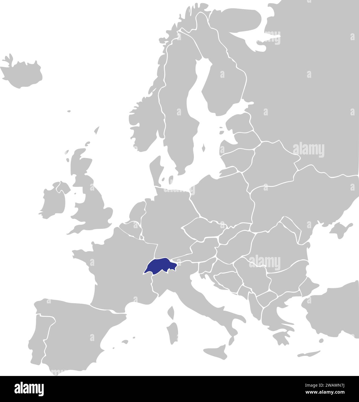 Lageplan der SCHWEIZERISCHEN EIDGENOSSENSCHAFT, EUROPA Stock Vektor