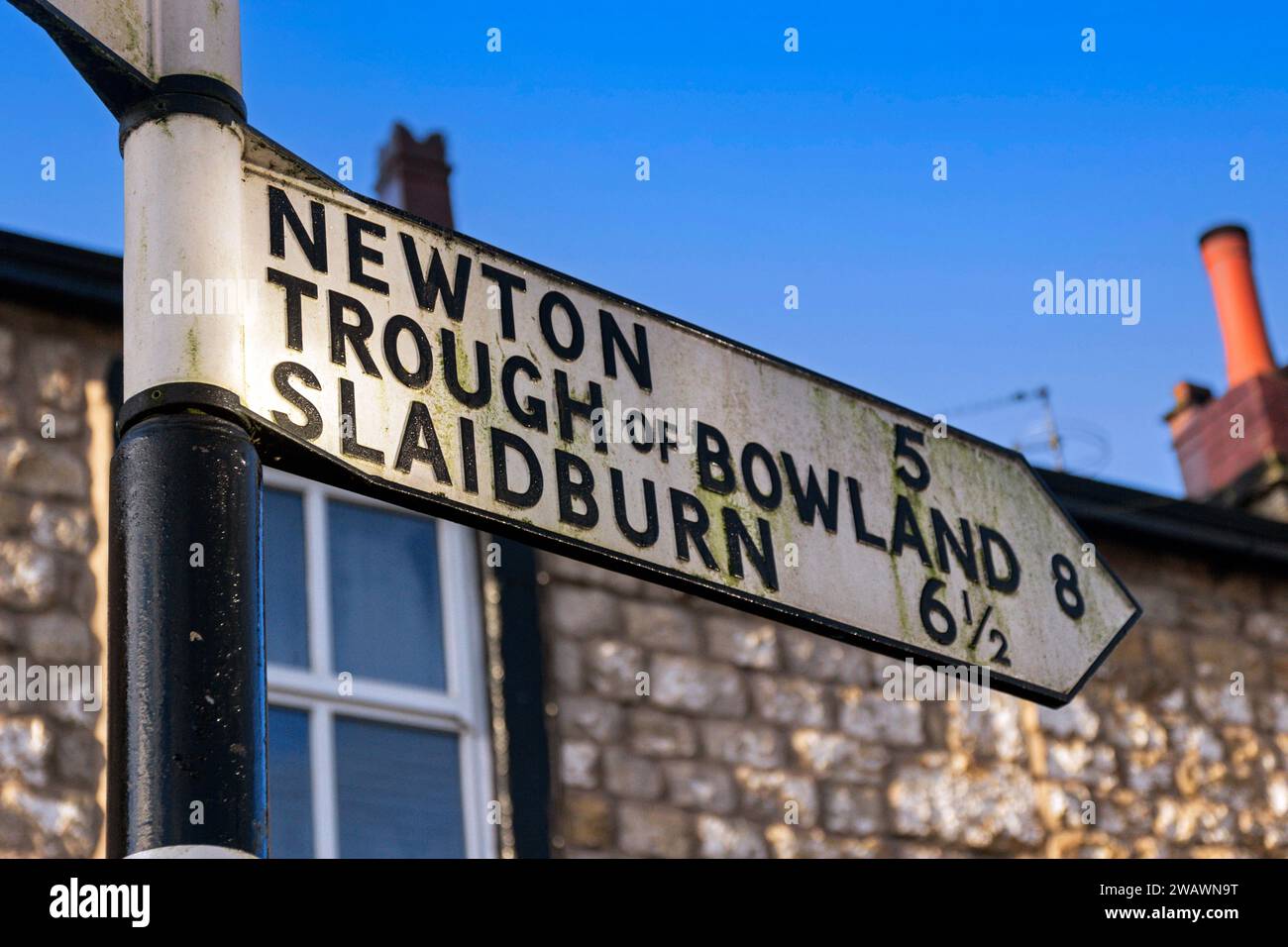 Wegweiser Waddington, Lancashire. Stockfoto