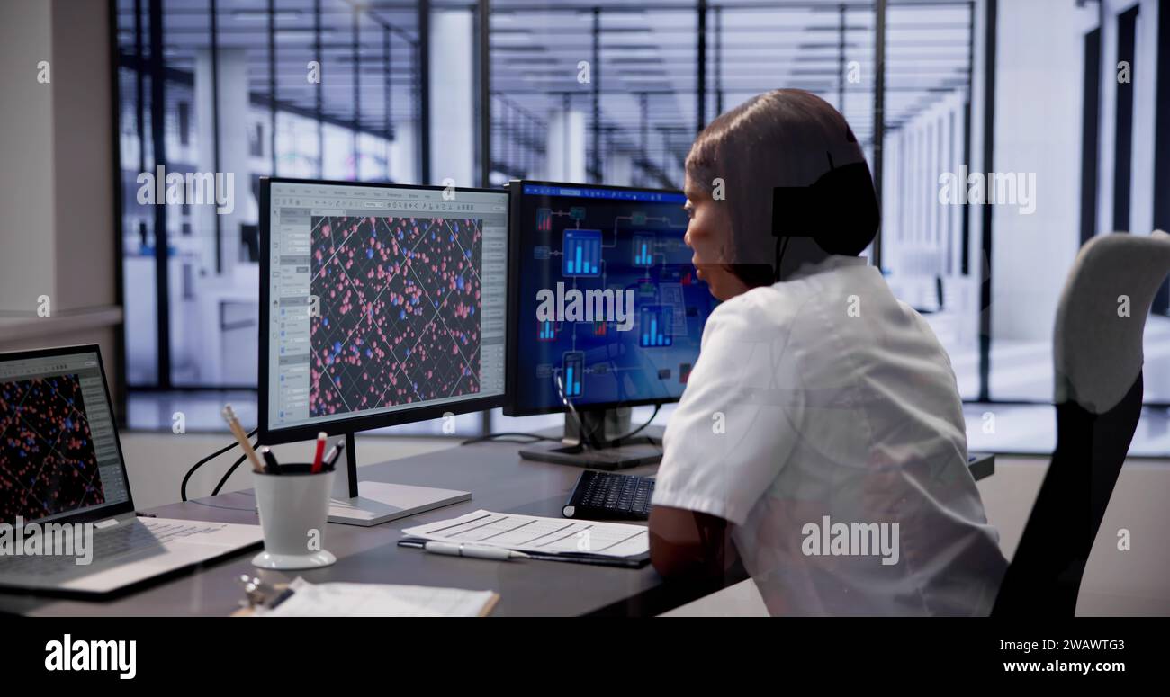 Mädchen, Das Datensicherheitssoftware Für Künstliche Intelligenz Verwendet Stockfoto