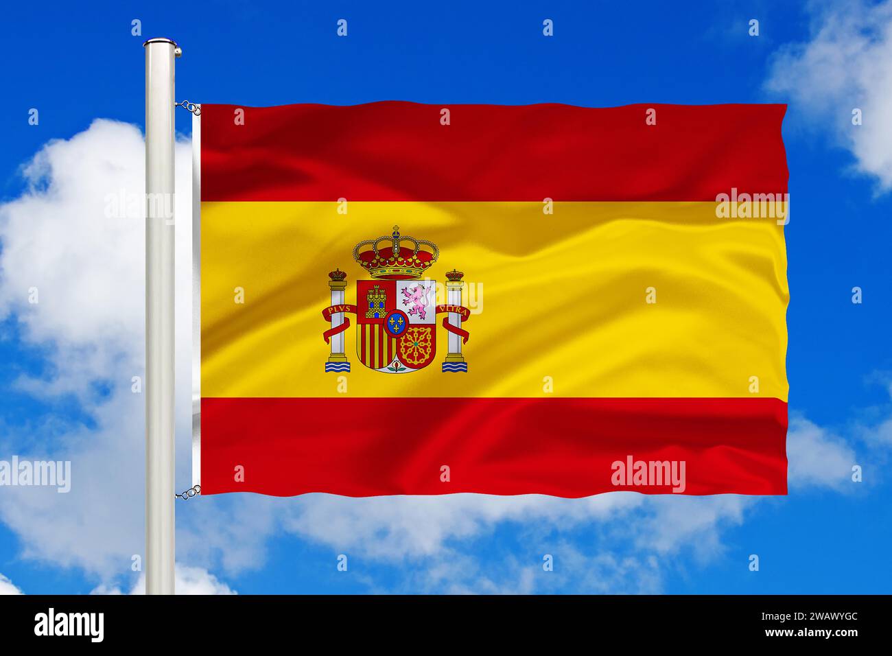 Fotomontage, Flagge Spaniens, Europas, EU, Studio Stockfoto