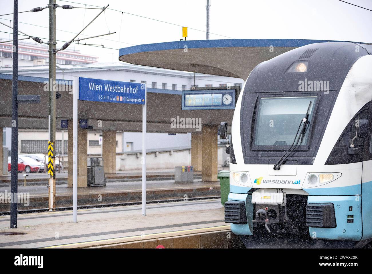 Wien, Österreich. 7. Jänner 2024. Westbahn am Wiener Westbahnhof bei