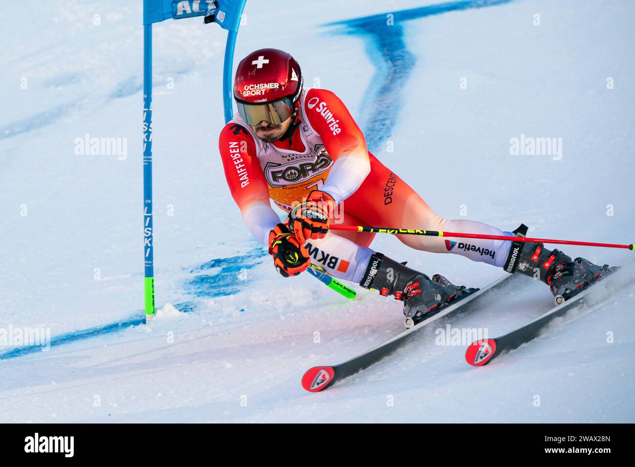 Alta Badia, Italien 17. Dezember 2023. MEILLARD Loic (SUI) tritt beim Audi FIS Ski World Cup 2023-24 Herren Riesenslalom auf der Gran Risa an Stockfoto