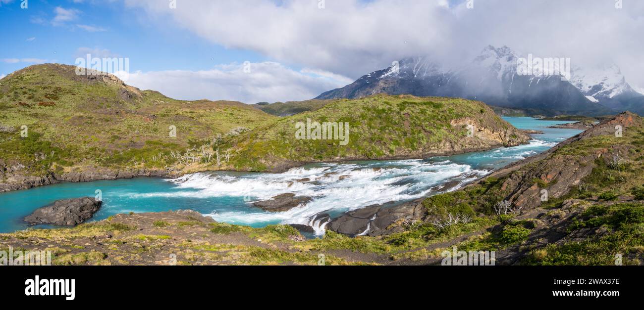 Rio Paine Kaskade im Torres del Paine Nationalpark, Chile Stockfoto