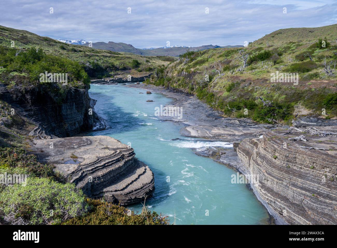 Rio Paine Kaskade im Torres del Paine Nationalpark, Chile Stockfoto