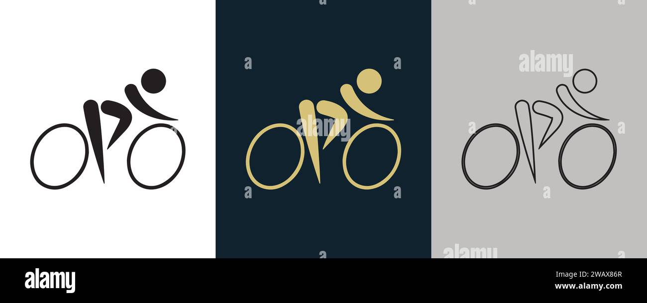 Fahrradstraße CRD Symbol Piktogramm auf Farbe Schwarz und weiß 3 Stil Logo Sommer Sport Event Icon Vektor-Illustration abstraktes bearbeitbares Bild Stock Vektor