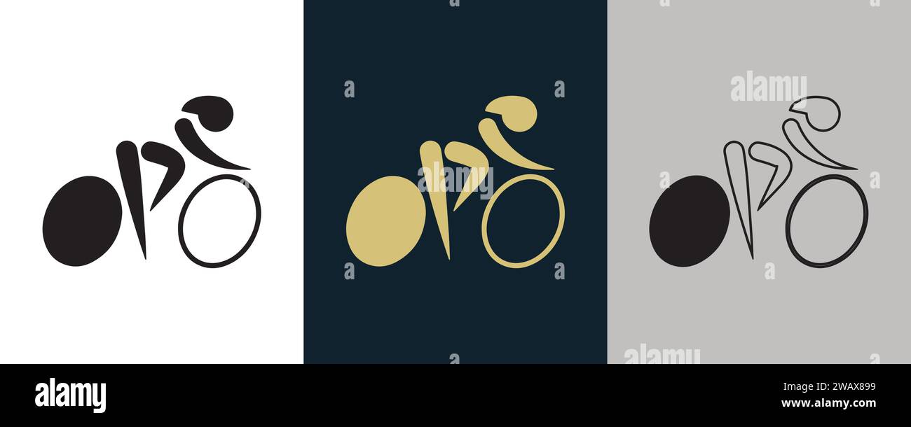 Radweg CTR Symbol Piktogramm auf Farbe Schwarz und weiß 3 Stil Logo Sommer Sport Event Icon Vektor-Illustration abstraktes bearbeitbares Bild Stock Vektor