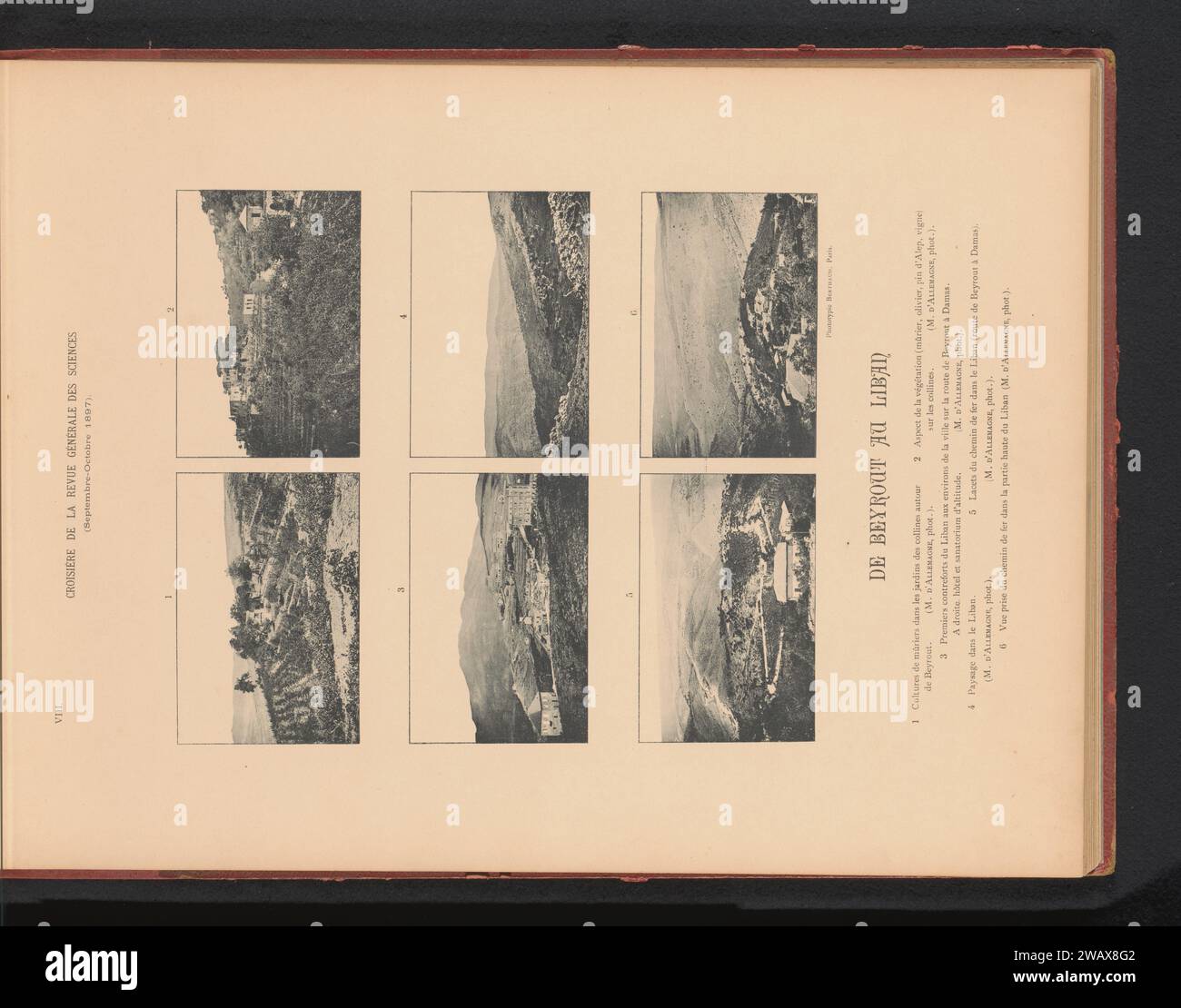 Acht Gesichter auf Beirut, Libanon, verschiedene Hersteller, ca. 1893 - in oder vor ca. 1898 photomechanischer Druck Beirut pariser Papier Kollotypie Aussicht auf Stadt, Stadtpanorama, Silhouette der Stadt Beiroet Stockfoto