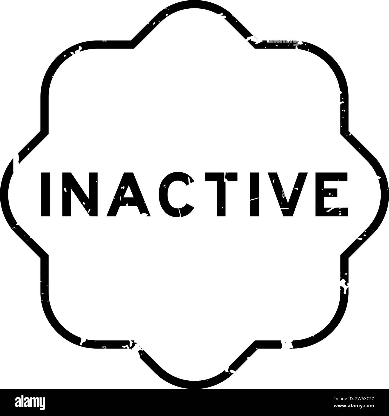 Grunge schwarz inaktive Wort Gummi Stempel auf weißem Hintergrund Stock Vektor