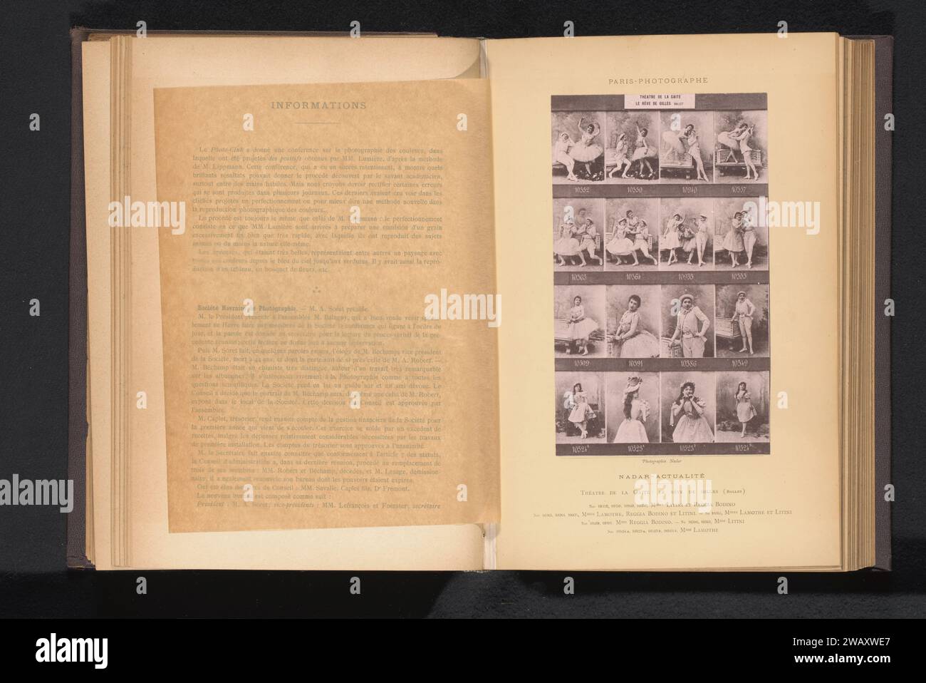 Sechzehn Porträts von Balletttänzern, Félix Nadar, ca. 1883 - in oder vor 1893 fotomechanischer Druck von links nach rechts und von oben nach unten: Mmes Litini, Reggia Bodino und Mmes Lamothe. Paris Papier kollotiert das Ballett, Ballettvorstellung Stockfoto