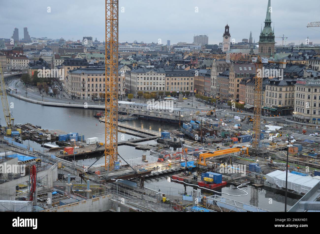 Stockholm, Schweden - 5. November 2023 - neue Baustelle in Slussen. (Foto: Markku Rainer Peltonen) Stockfoto
