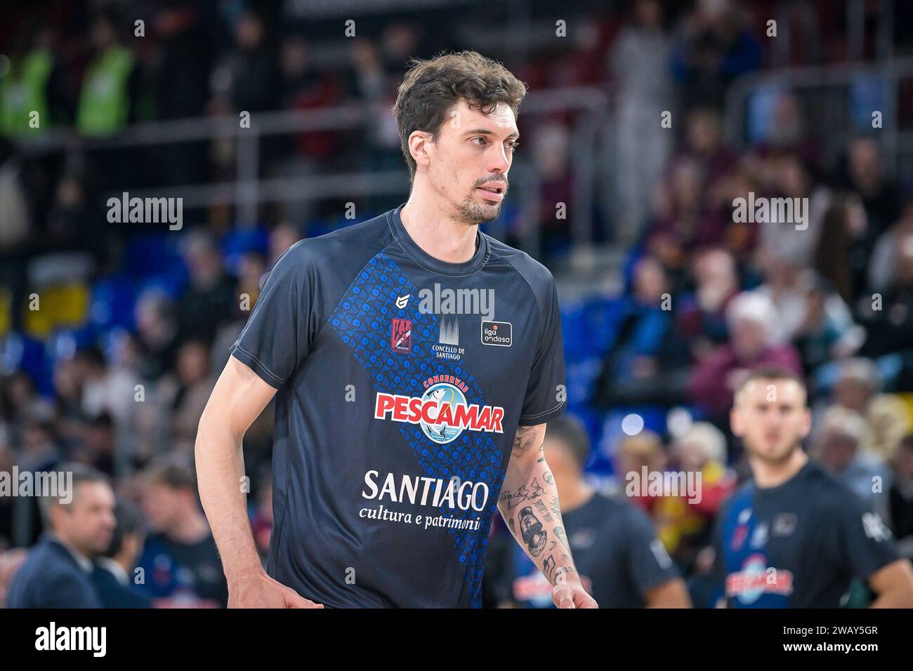 Barcelona, Spanien. Januar 2024. Alex Suarez (Monbus Obradoiro) während eines Liga ACB-Spiels zwischen Barca und Monbus Obradorio im Palau Blaugrana in Barcelona am 7. Januar 2024. (Foto/Felipe Mondino) Credit: Unabhängige Fotoagentur/Alamy Live News Stockfoto