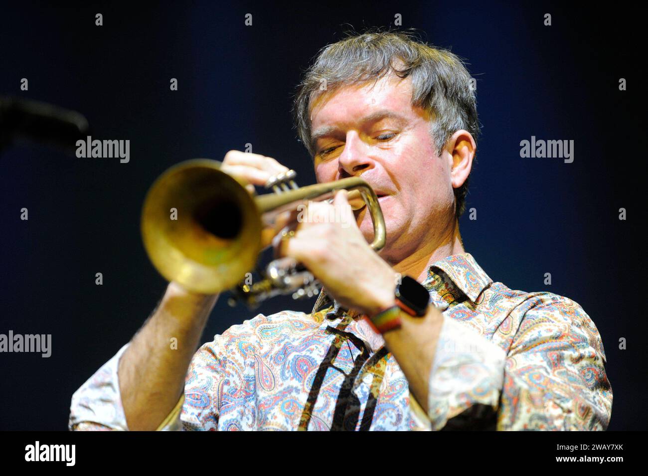 Der englische Jazz-Trompeter Mark Armstrong beim Internationalen Jazzfestival Münster Shortcut 2024. Der britische Jazz-Trompeter Mark Armstrong beim Internationalen Jazzfestival Münster Shortcut 2024. Münster NRW DEUDEGERMANYDEUTSCHLANDALLEMAGNE Stockfoto