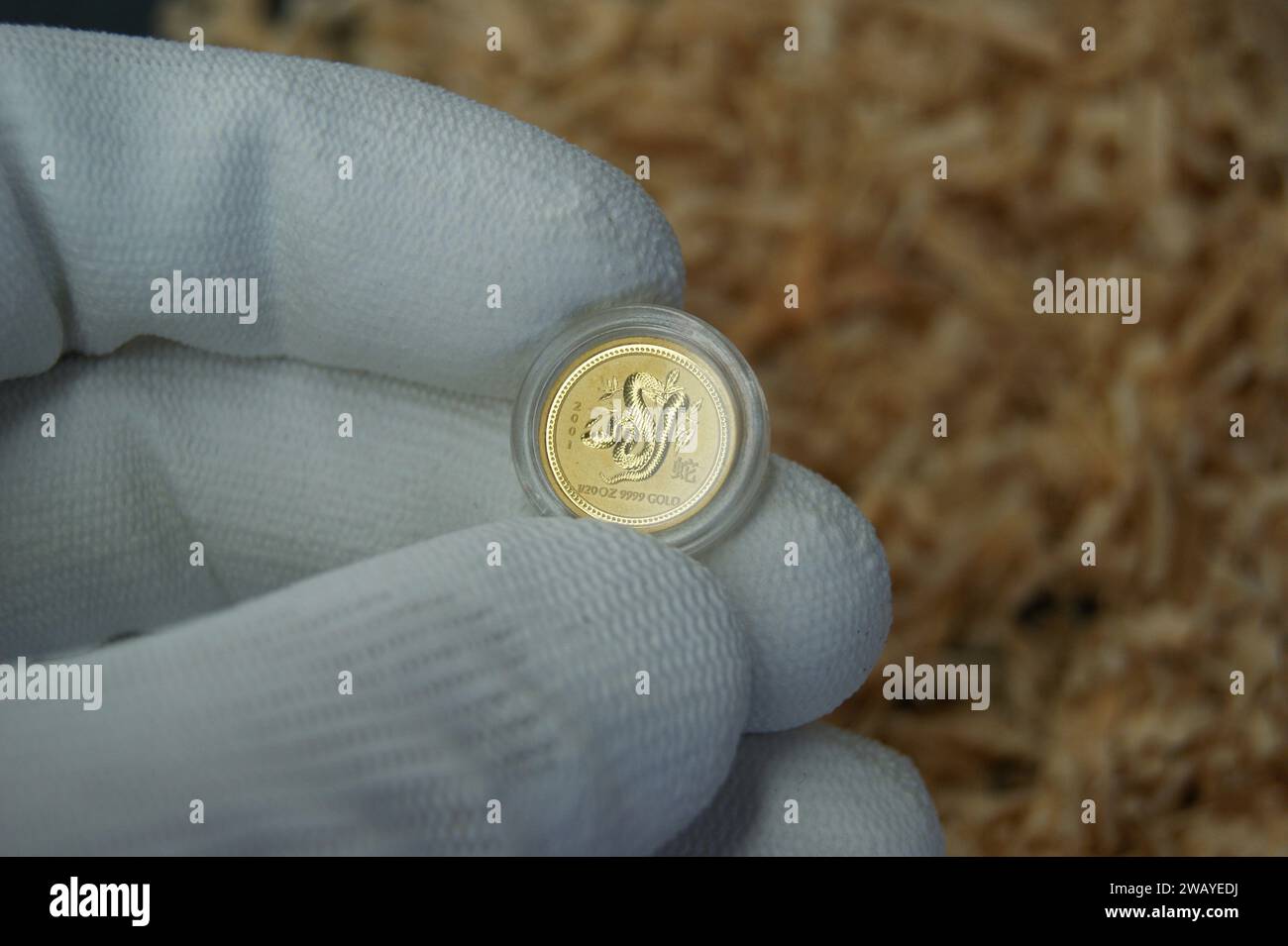 Australische Goldmünze 5 Dollar. Investitionsmünze. Stockfoto