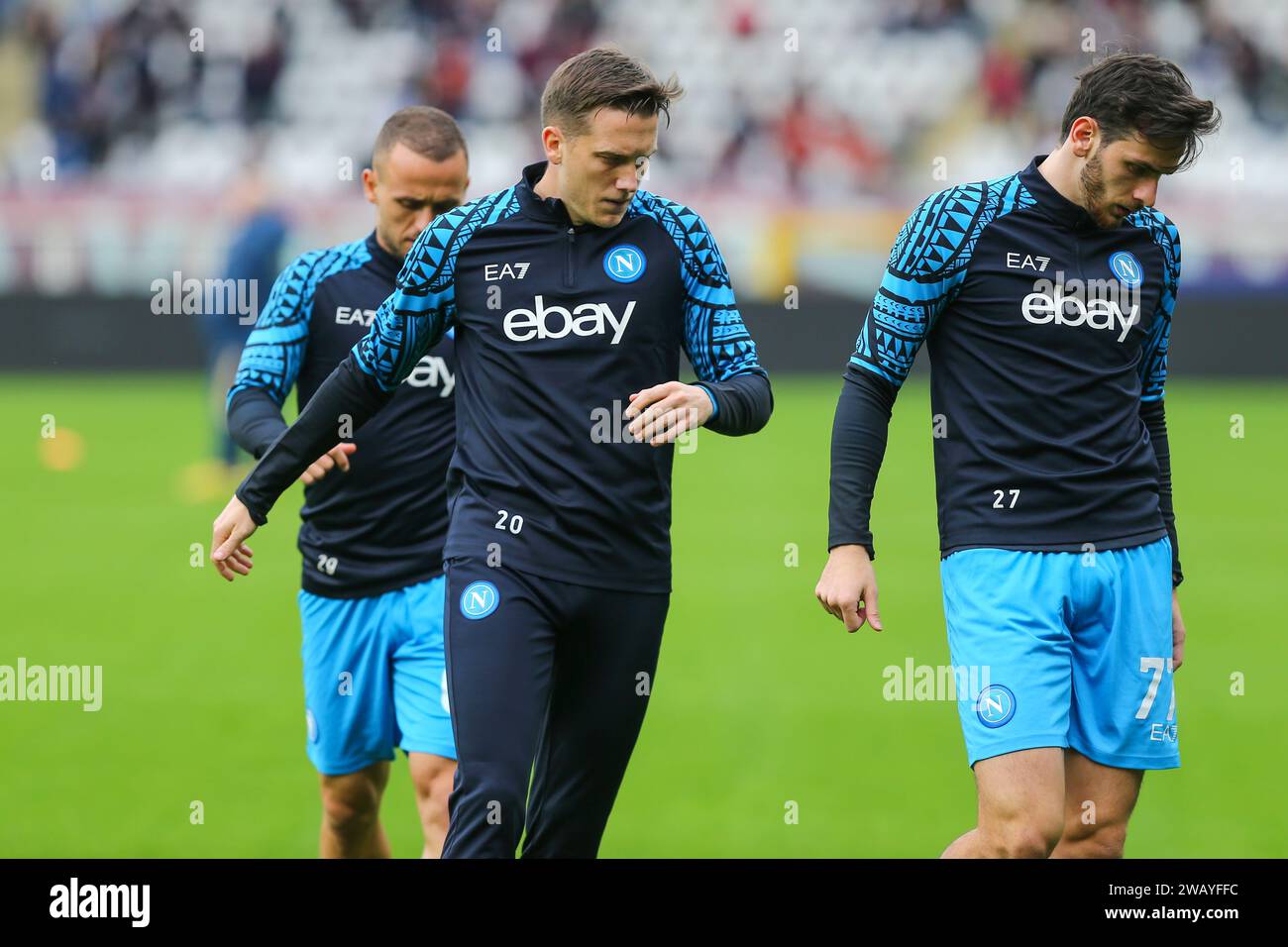 Piotr Zielinski während des Spiels der Serie A zwischen dem FC Turin und dem SSC Napoli am 7. Januar 2024 im Olympischen Stadion Grande Torino in Turin, Italien. Stockfoto