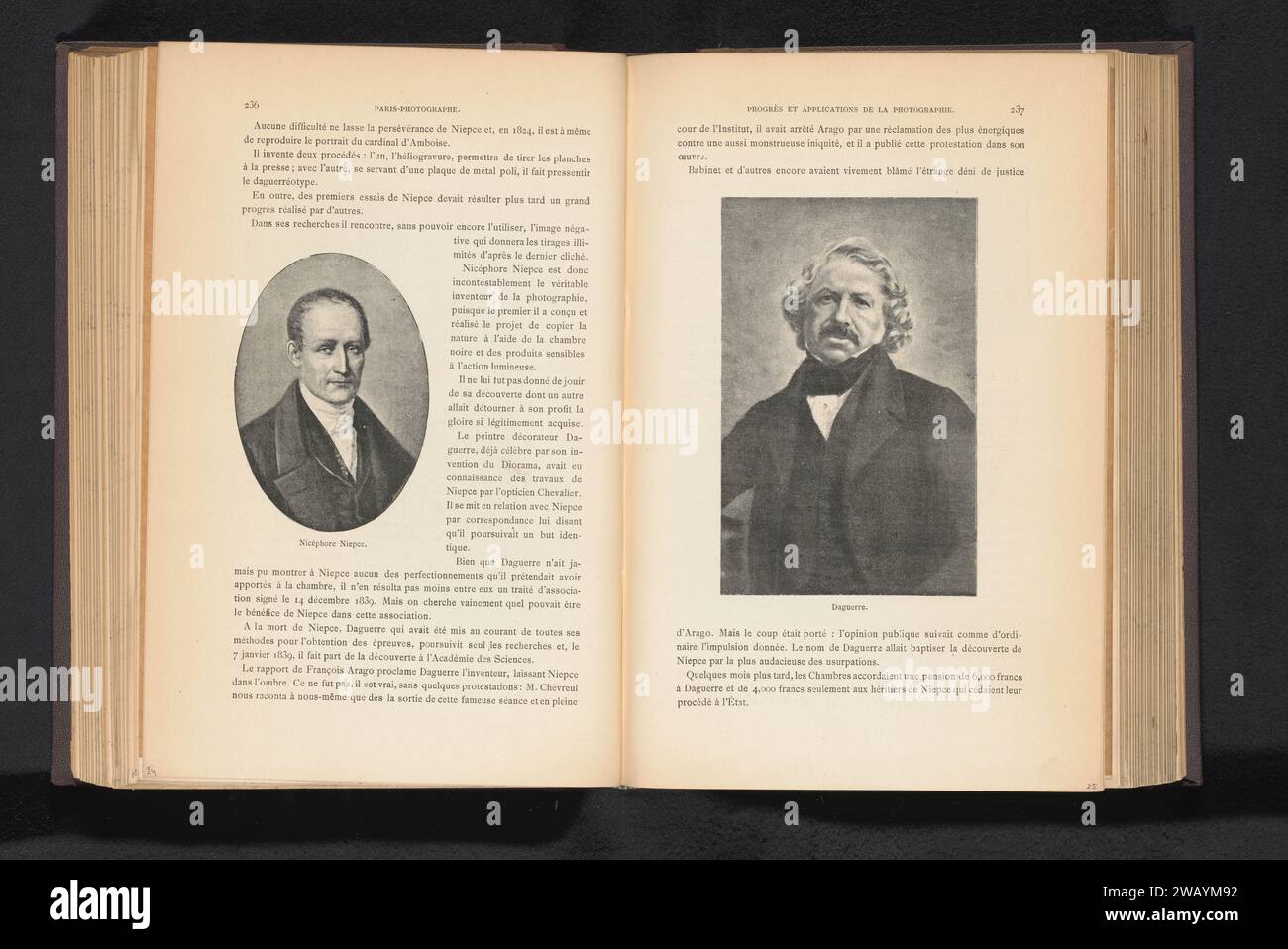 Fotoproduktion eines Porträts von Louis Daguerre, Anonym, um 1882 - in oder vor 1892 photomechanischen Druck Frankreich Papierfotograf in nicht-Arbeitssituation Stockfoto