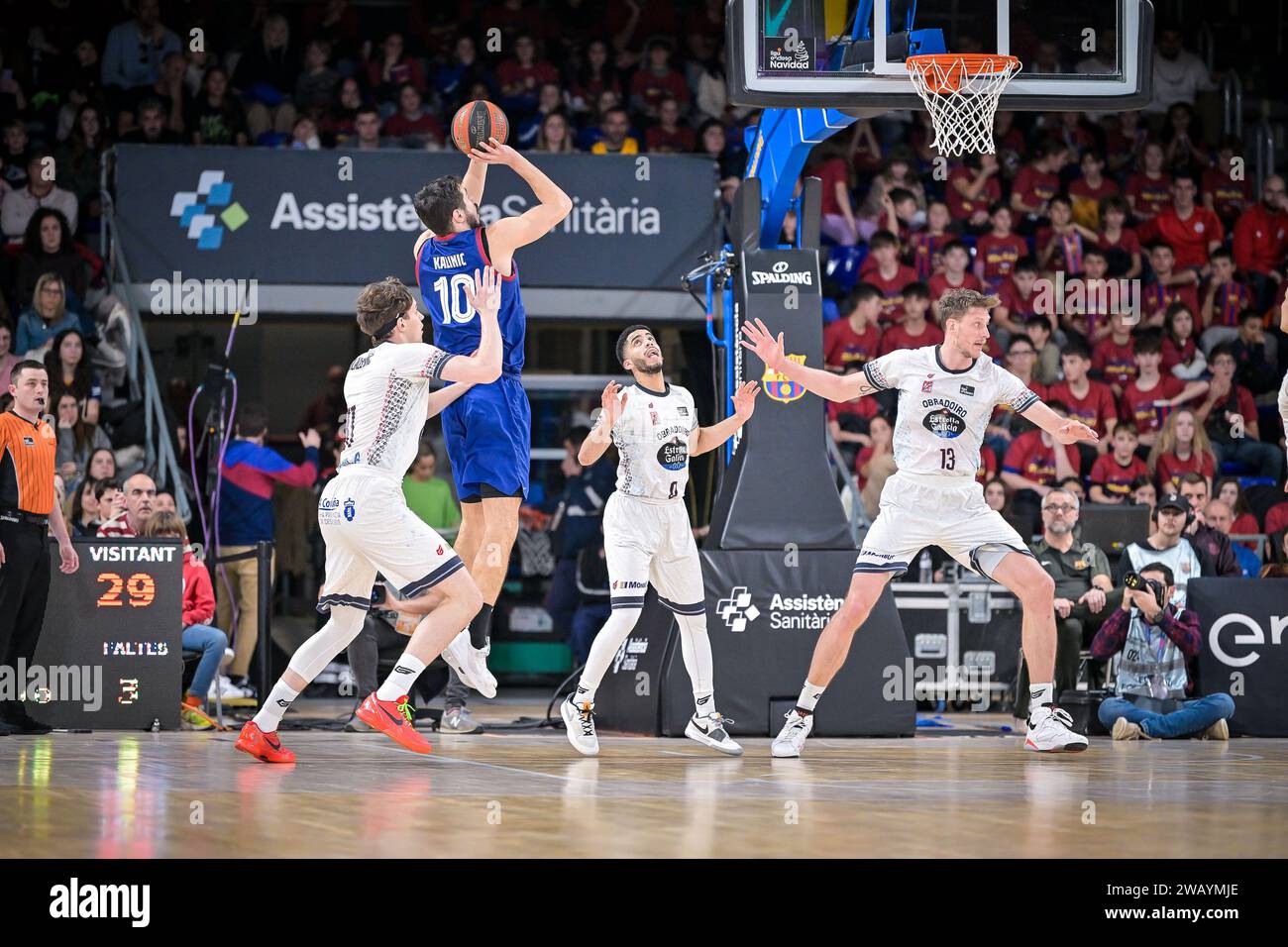 Barcelona, Spanien. Januar 2024. Nikola Kalinic (Barca Basket) während eines Liga ACB-Spiels zwischen Spanien: Barca und Monbus Obradorio im Palau Blaugrana in Barcelona am 7. Januar 2024. (Foto: Felipe Mondino/SIPA USA) Credit: SIPA USA/Alamy Live News Stockfoto