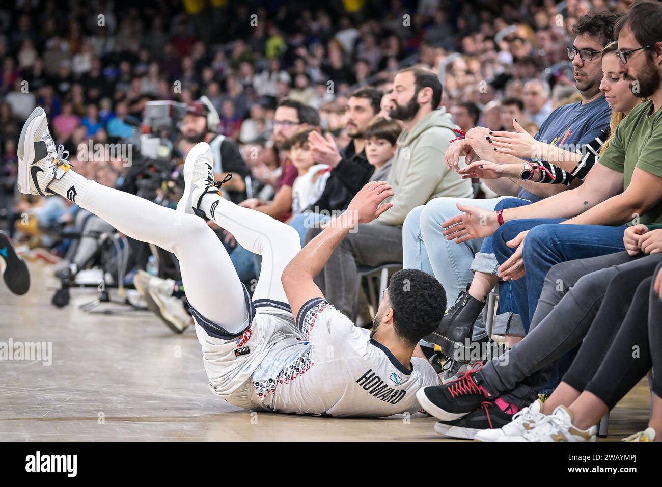 Barcelona, Spanien. Januar 2024. Jordan Howard (Monbus Obradoiro) während eines Liga ACB-Spiels zwischen Spanien: Barca und Monbus Obradorio am 7. Januar 2024 im Palau Blaugrana in Barcelona. (Foto: Felipe Mondino/SIPA USA) Credit: SIPA USA/Alamy Live News Stockfoto