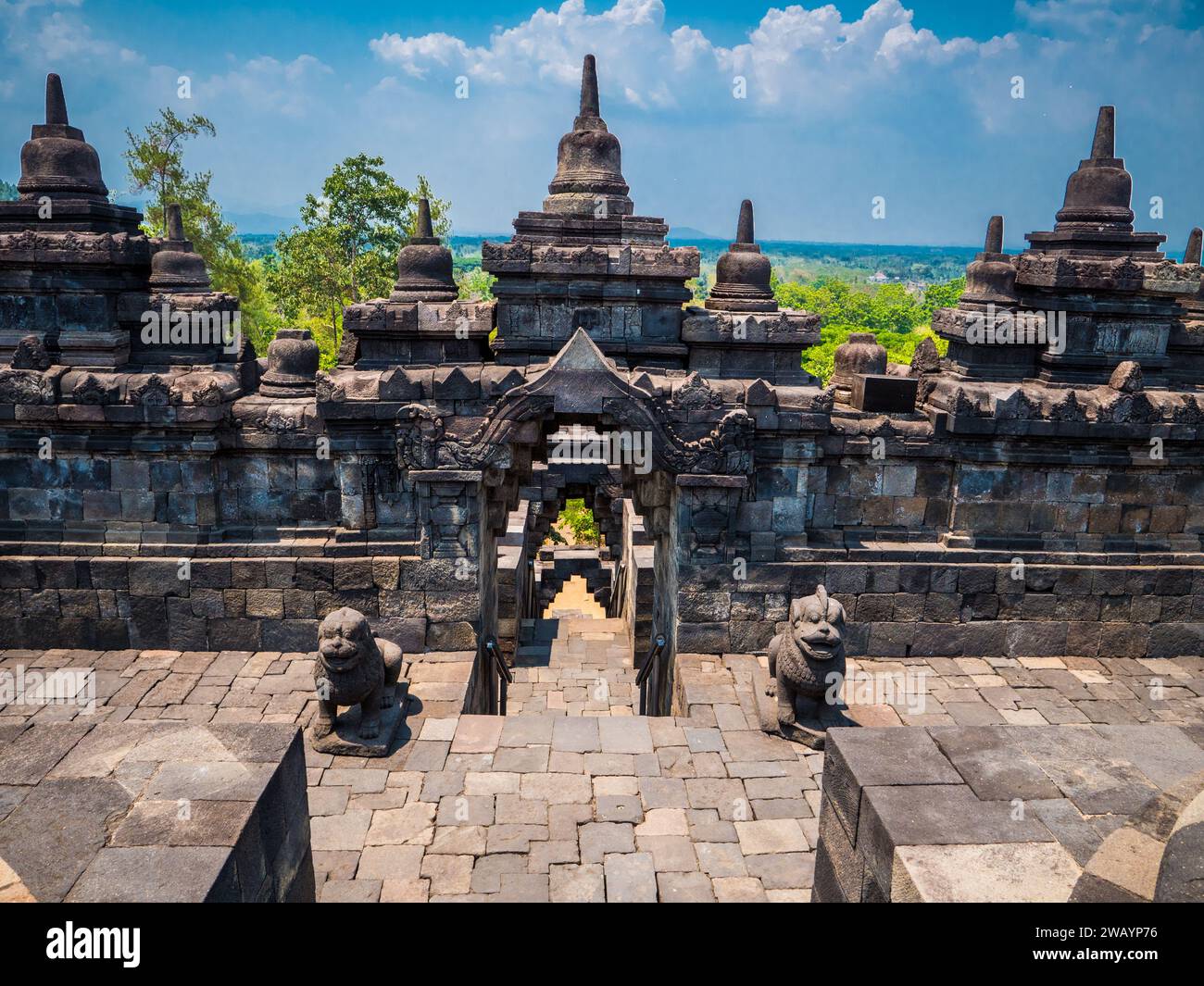Buddhistischer Tempel von Borobudur, Java, Indonesien Stockfoto