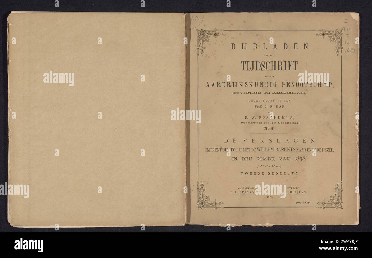 Die Berichte über die Reise mit den Willem Barents nach und in die IJszee im Sommer 1878, Cornelius Marius Kan, 1879 Buchverlag: Amsterdampublisher: Utrecht Papierkollotype Stockfoto