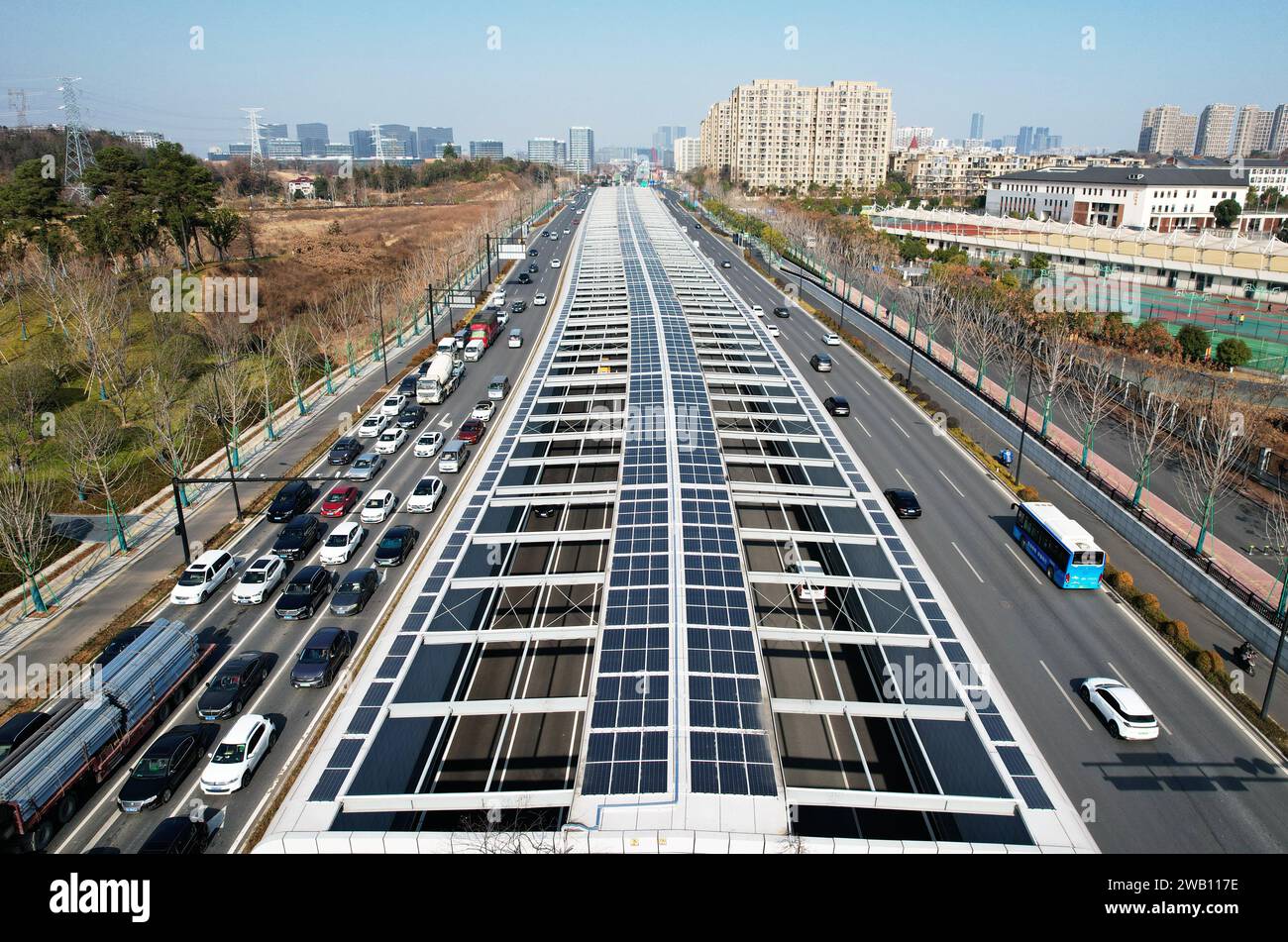 HANGZHOU, CHINA 8. JANUAR 2024 ein Luftbild zeigt den YunxiTunnel