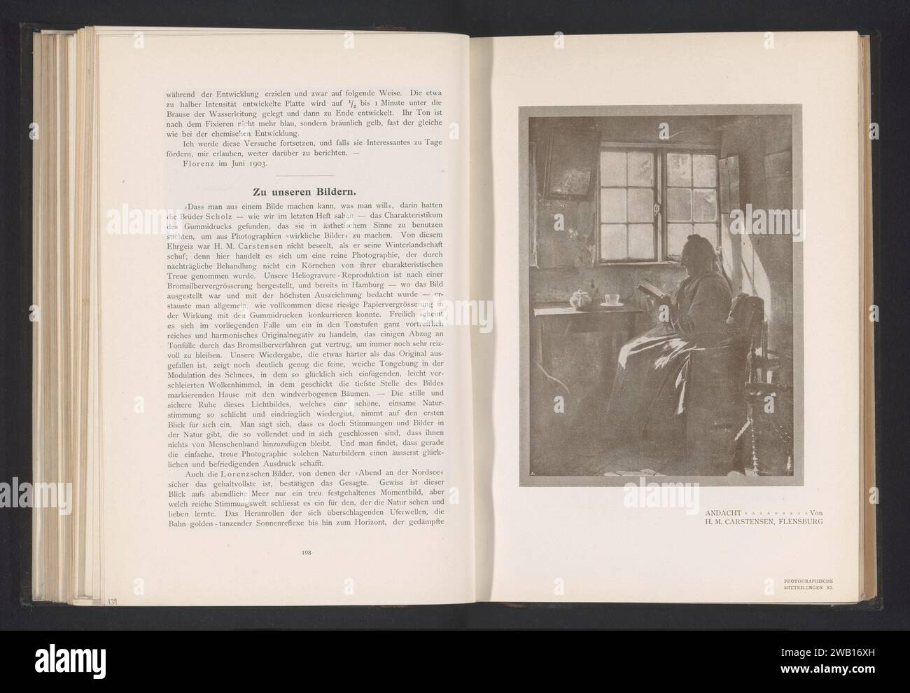 Porträt einer unbekannten Frau, lesend am Fenster, H. M. Carstensen, um 1898 - in oder vor 1903 photomechanischen Druckpapier historische Personen - BB - Frau Stockfoto