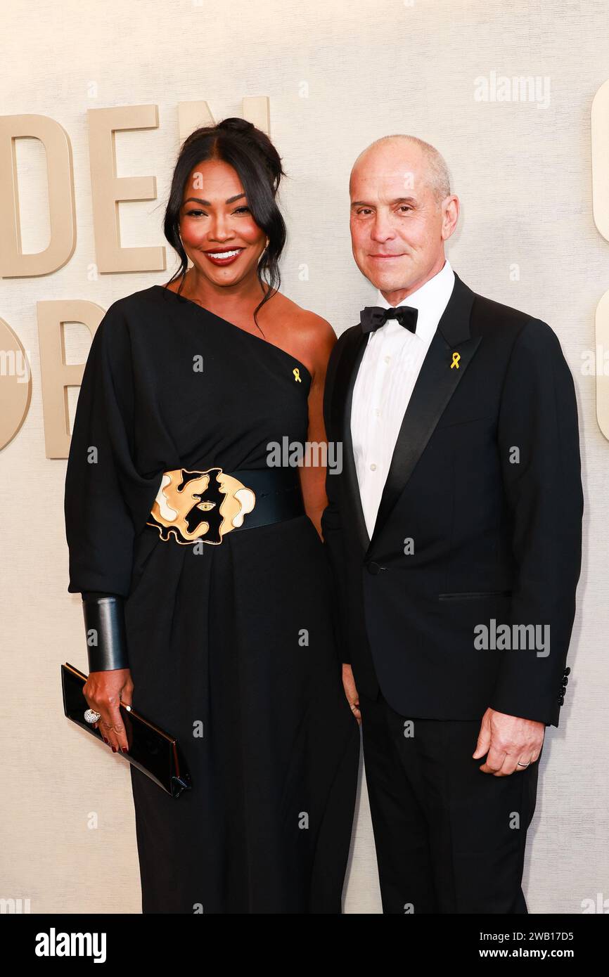 Beverly Hills, Usa. Januar 2024. Tracy James und Brian Robbins bei den 81. Golden Globe Awards im Beverly Hilton Hotel am 7. Januar 2024 in Beverly Hills, Kalifornien. Quelle: PMC/Alamy Live News Stockfoto