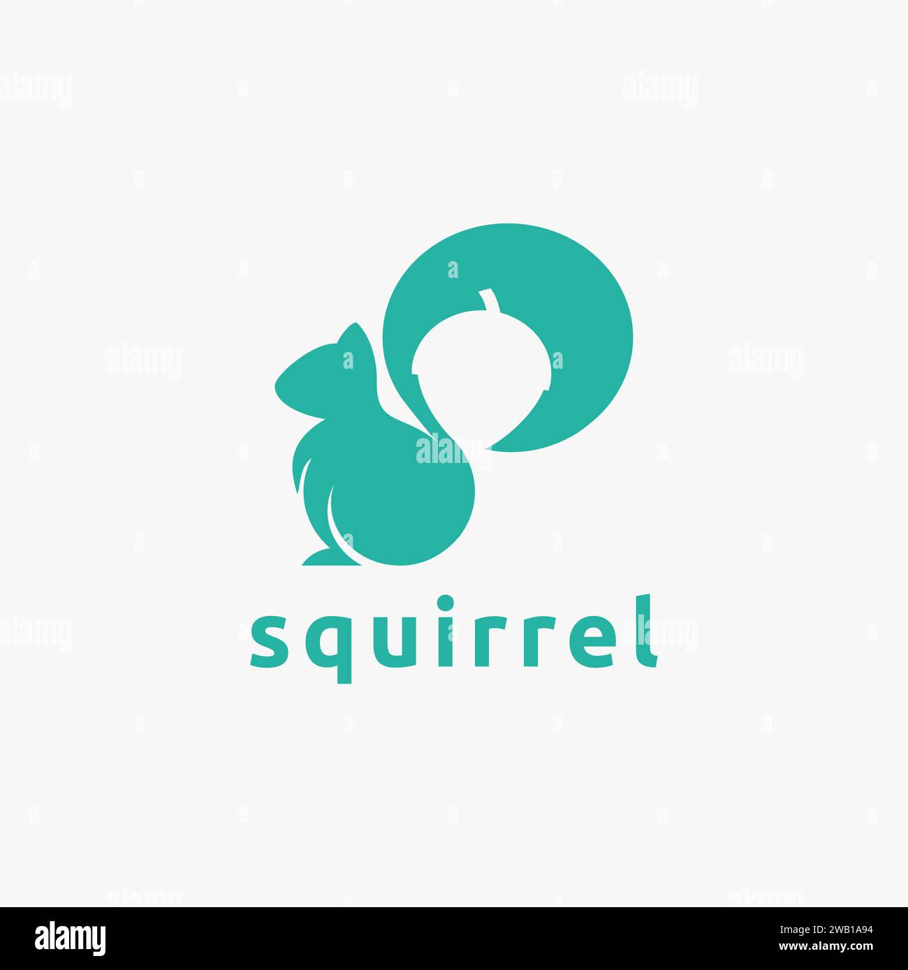 Minimalistischer Vektor mit Eichhörnchen und Nüssen-Logo und negativem Design im Space Style Stock Vektor