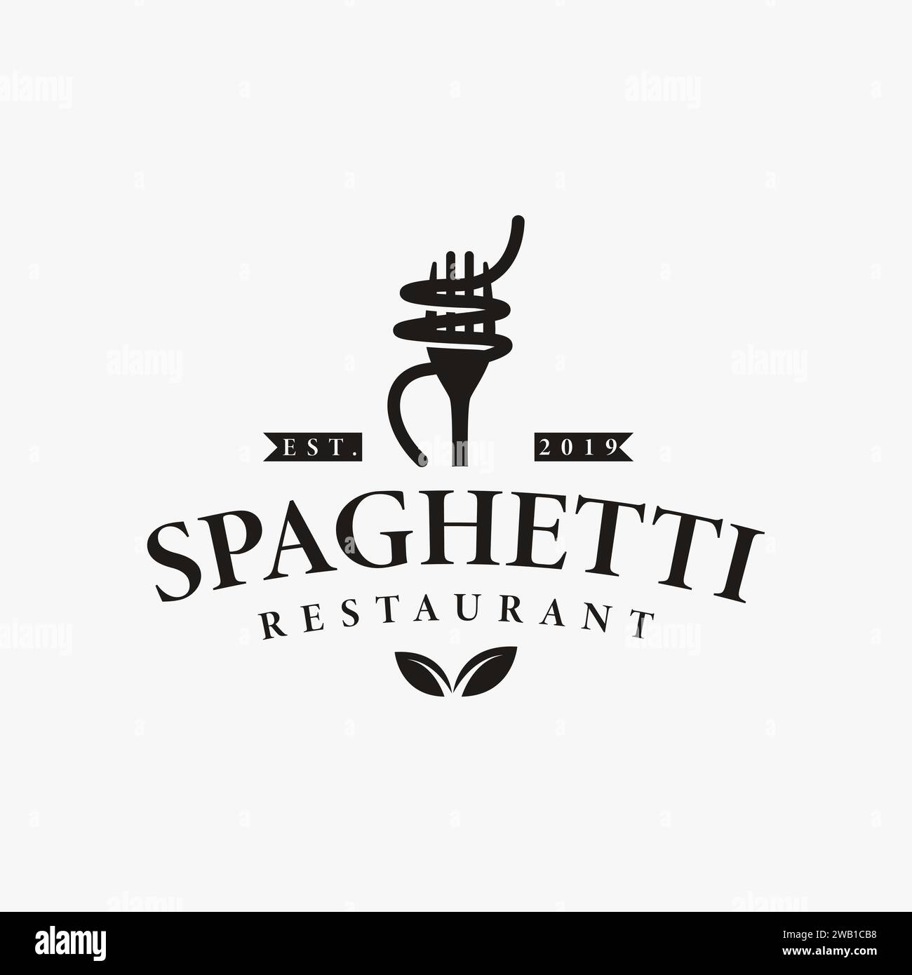 Vintage Hipster Retro Spaghetti Nudeln Logo Vektor Vorlage auf weißem Hintergrund Stock Vektor