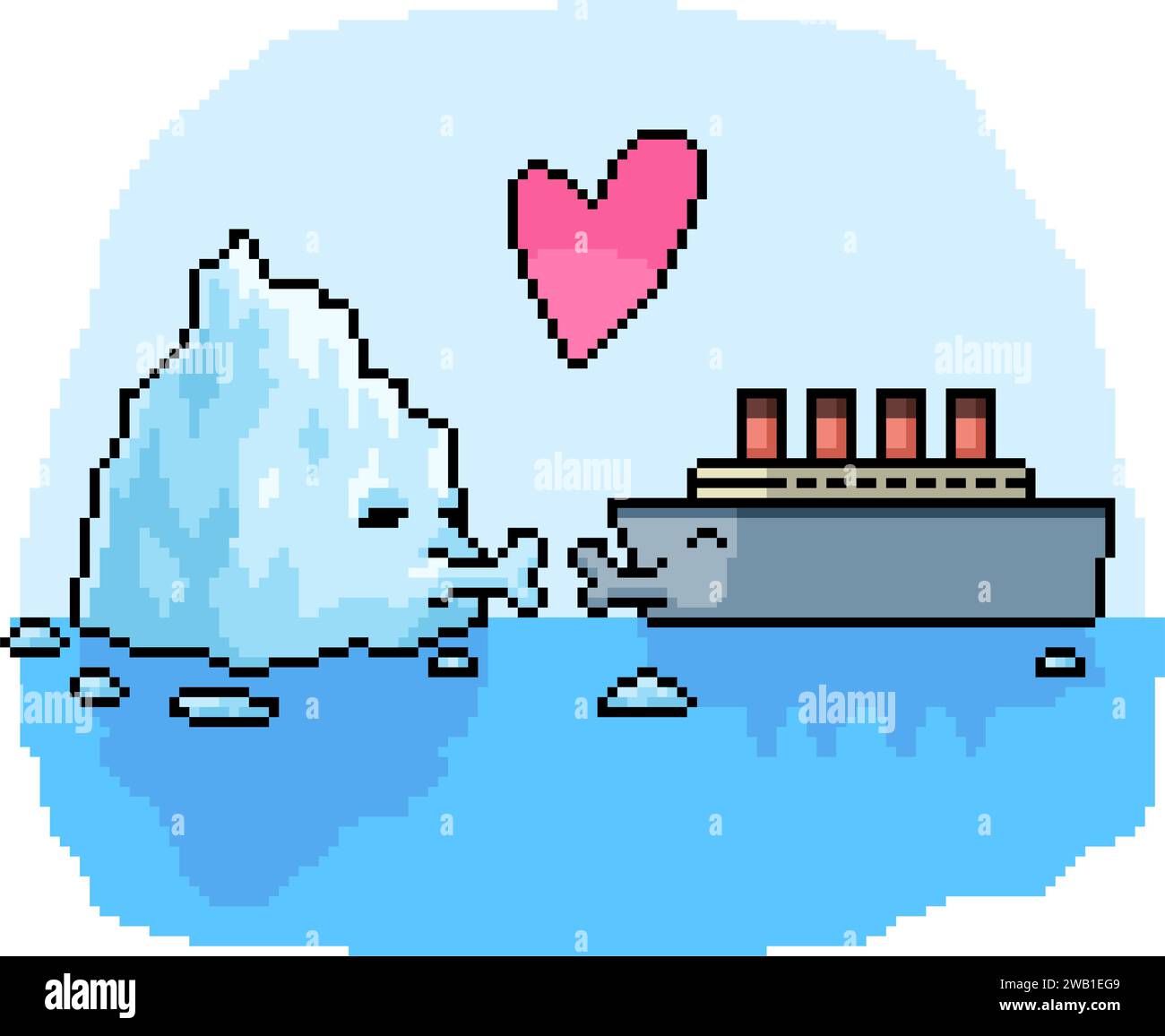 Pixelkunst des Eisberg-Schiffspaares Stock Vektor