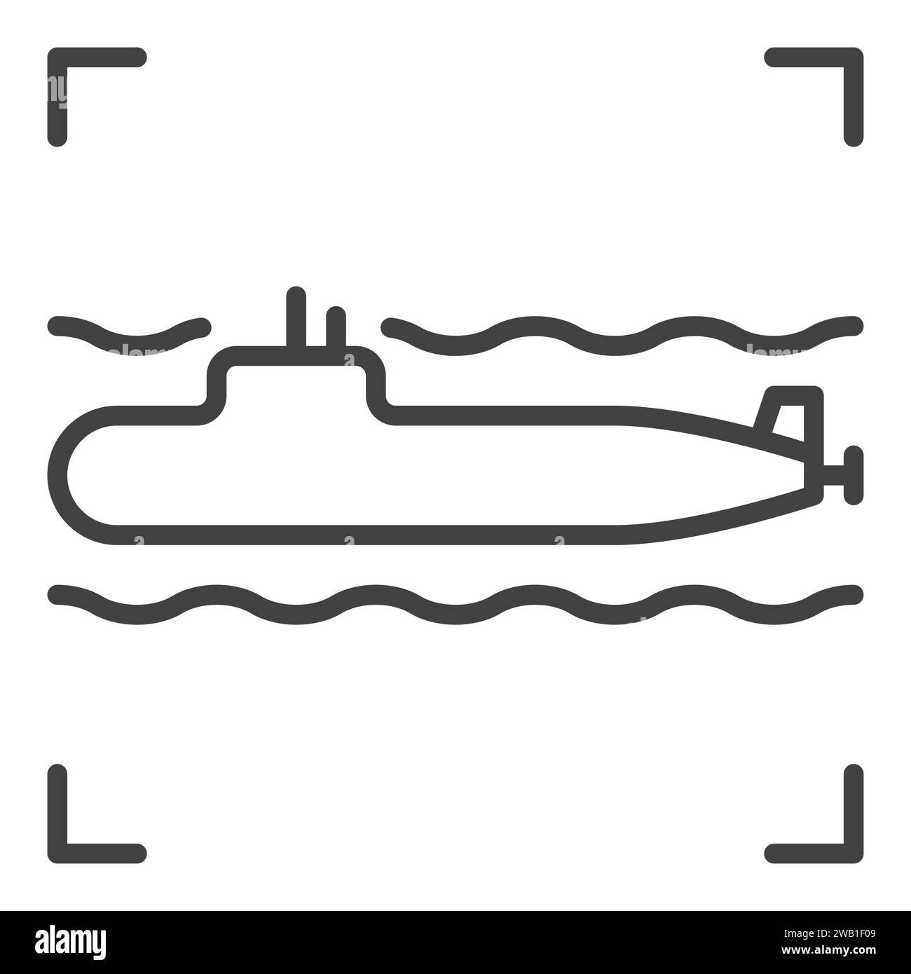 U-Boot-Vektor-Army-Konzept-Symbol oder -Zeichen in dünner Linie Stock Vektor