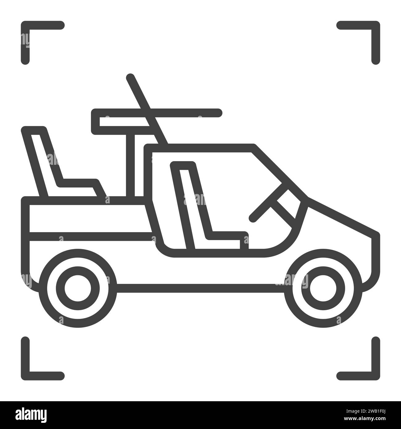 Gepanzertes Fahrzeug mit Machine Gun Vector Konzept lineares Symbol oder Symbol Stock Vektor
