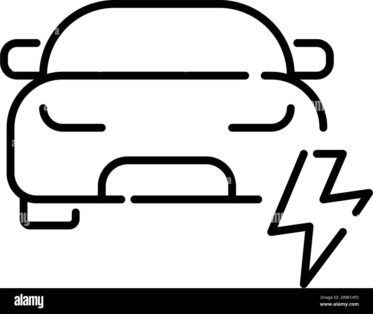 Elektrofahrzeug. Auto und Blitz. Symbol für Pixelperfekte, bearbeitbare Kontur Stock Vektor