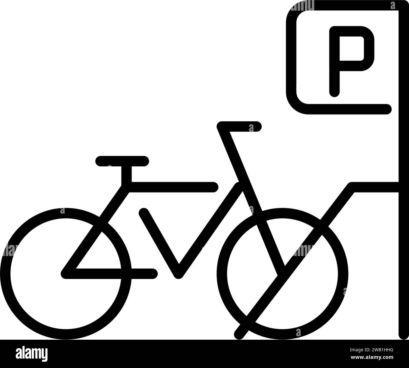 Fahrradverleih. Parkschild. Symbol für Pixelperfekte, bearbeitbare Kontur Stock Vektor