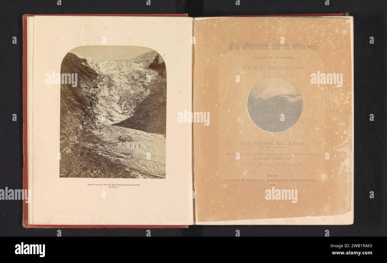 Oberer Eisfall des Ober-Grindewaldgletschers, um 1850 - in oder vor 1866 Foto obere Grindelwaldgletsjer fotografischer Trägeralbumendruck Gletscher obere Grindelwaldgletsjer Stockfoto