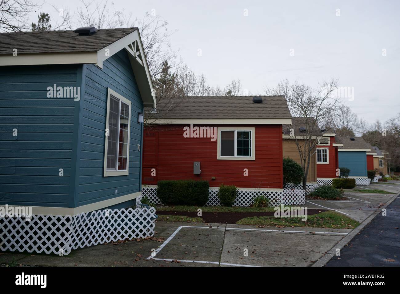 Farbenfrohe Wohnmobilanlage in napa und sonoma Valley, CA, usa im Winter Stockfoto