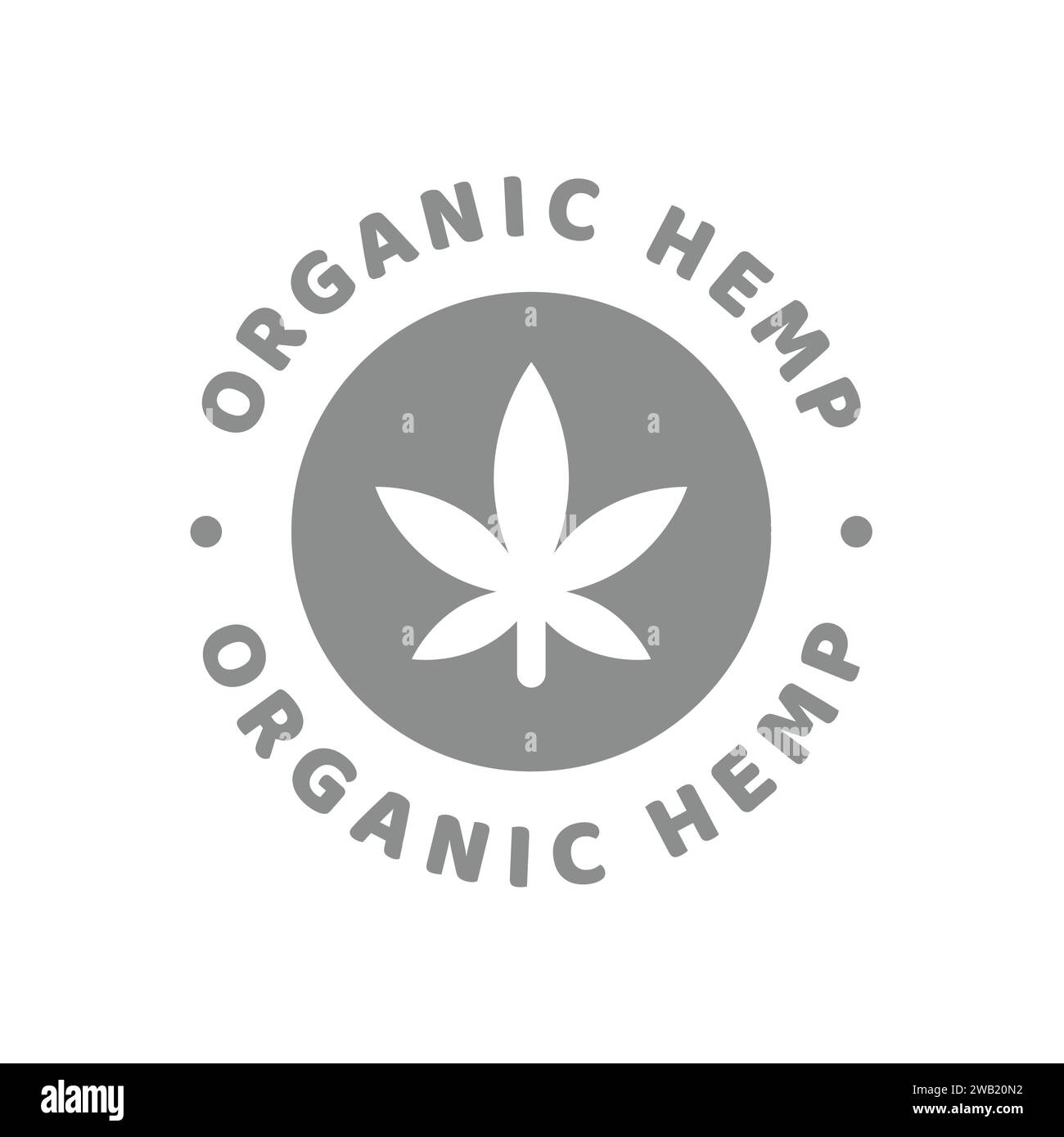 Vektortag für organischen Hanf. Etikett oder Stempel für Cannabisblätter. Stock Vektor
