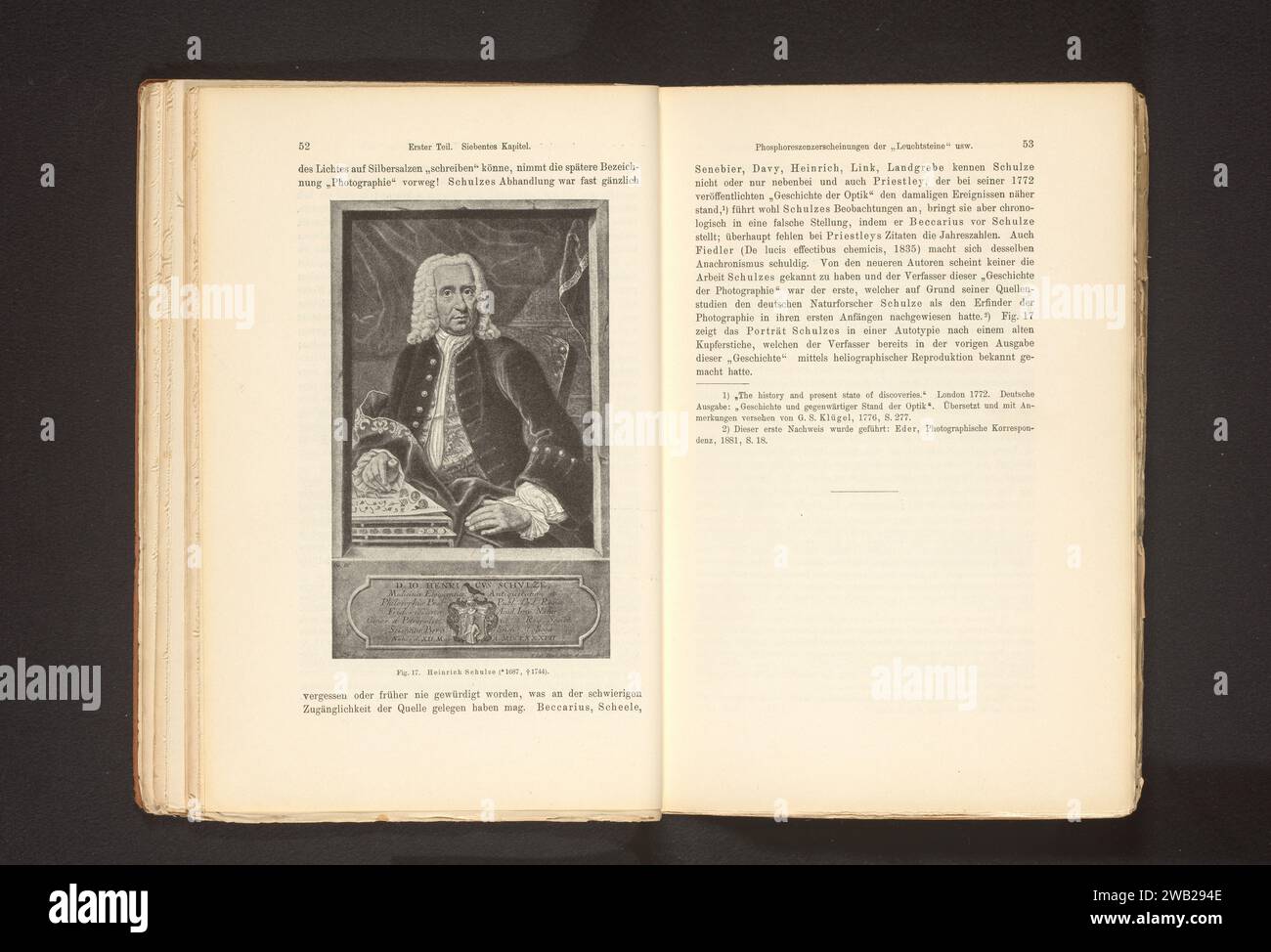 Fotoproduktion eines Gemäldes, das ein Porträt von Johann Heinrich Schulze darstellt, Anonym, um 1900 - in oder vor 1905 photomechanische Druckpapierlaterne Stockfoto