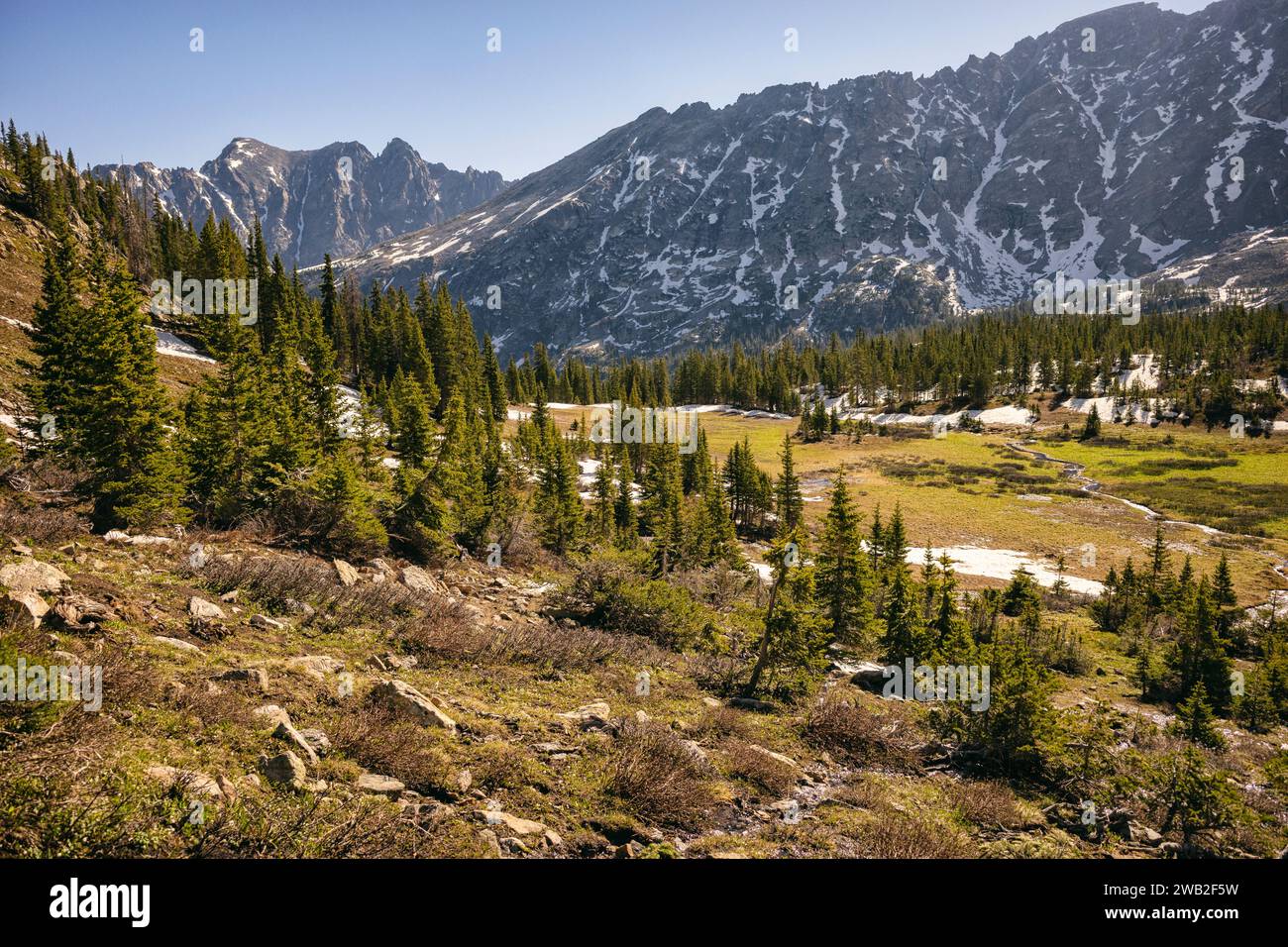 Berglandschaft in der Indian Peaks Wilderness, Colorado Stockfoto