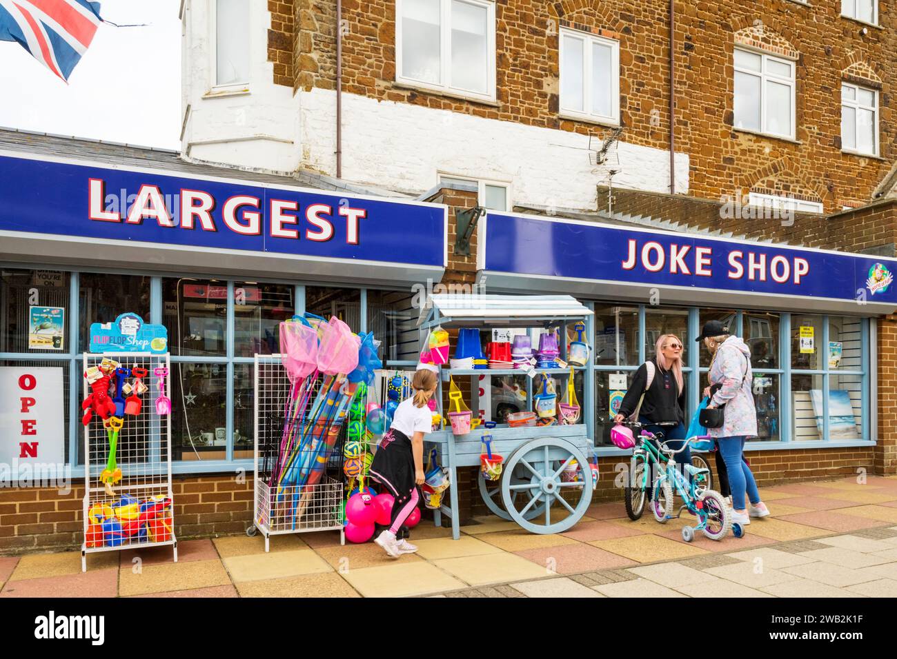 Großbritanniens größter Witz-Shop in Hunstanton, Norfolk. Stockfoto