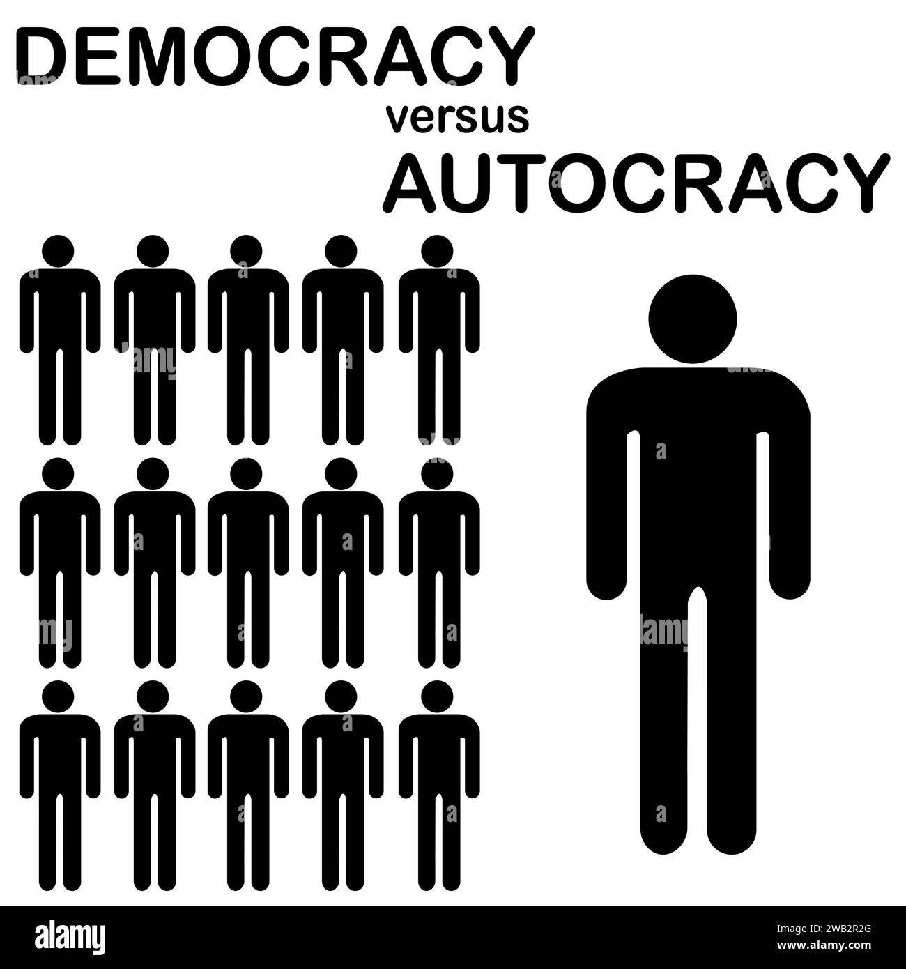 Demokratie versus Autokratie, abstraktes Konzept Stock Vektor