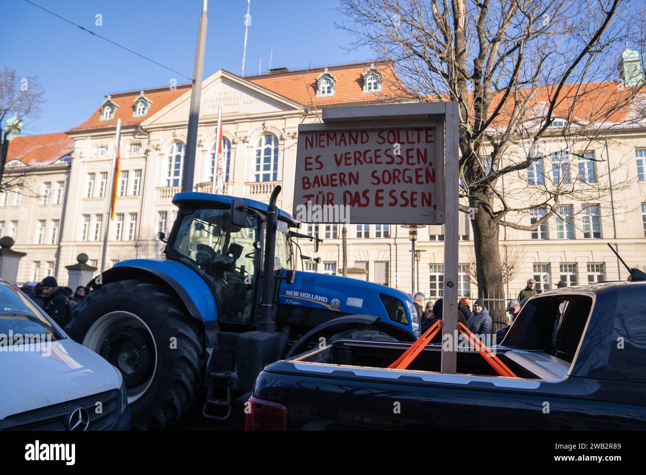 Deutsche Bauerndemonstration in Potsdam 08.01.24 Stockfoto