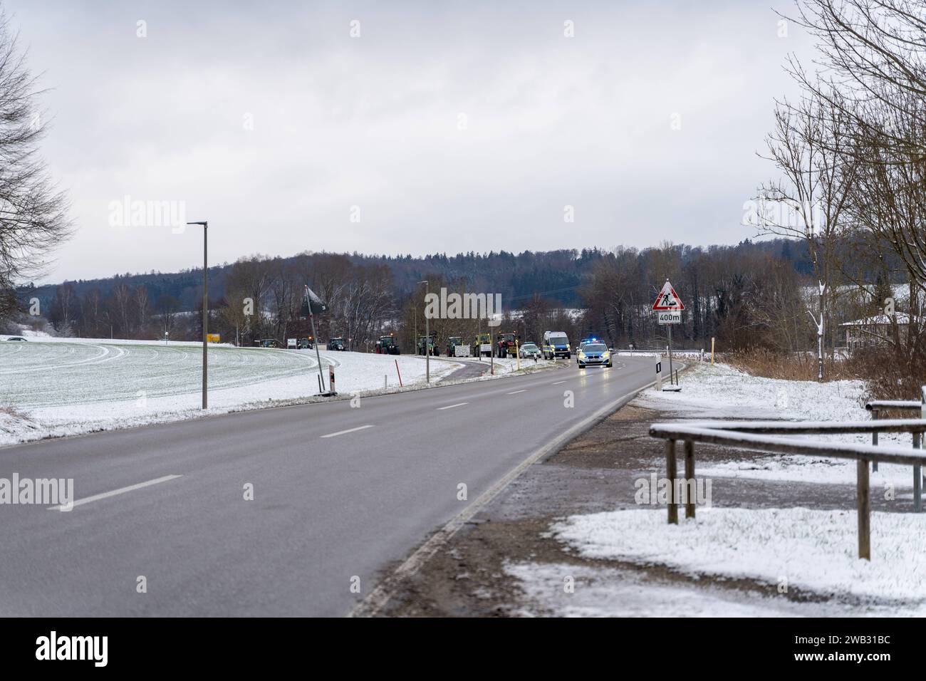 Zusmarshausen, Bayern, Deutschland 8. Januar 2024 Bauern streiken in